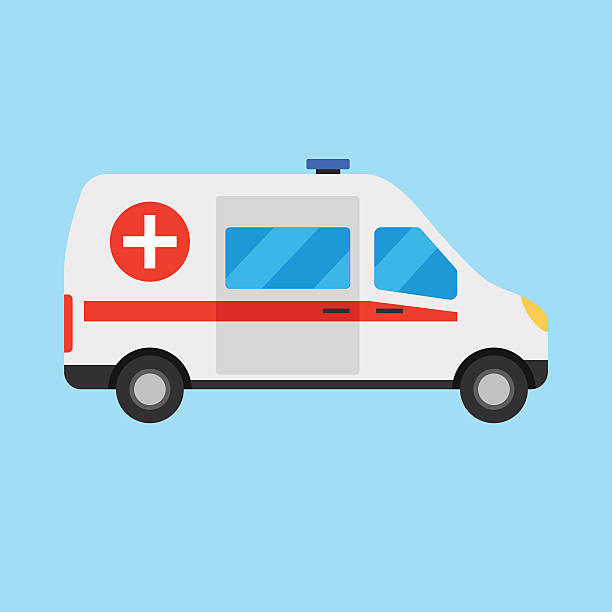 ilustracja wektorowa samochód sanitarny (ambulans) samochodu - urgent stock illustrations