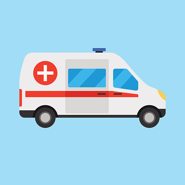 Vector illustration ambulance car Vector illustration ambulance car on blue background ambulance stock illustrations