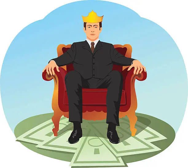 Vector illustration of Businessman is sitting like a king