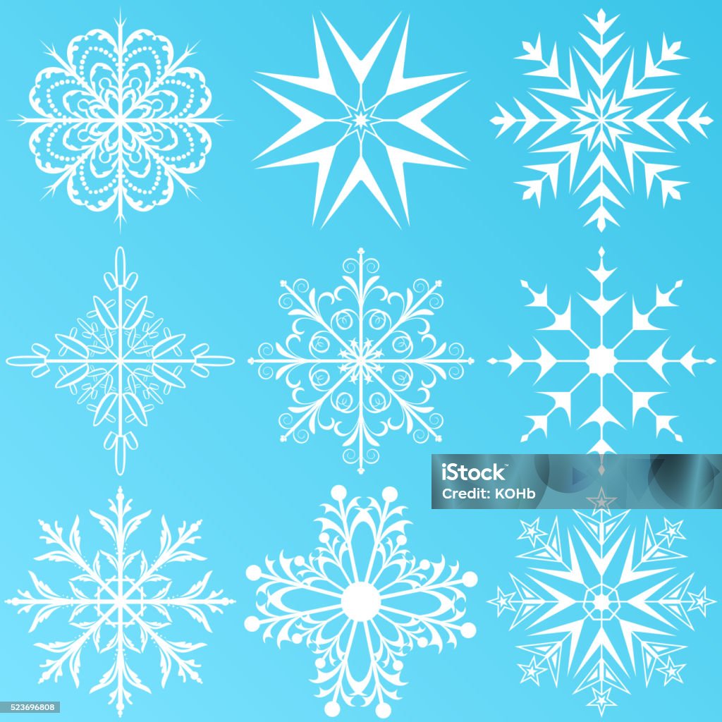 set variation snowflakes isolated Illustration set variation snowflakes isolated - vector Blue stock vector