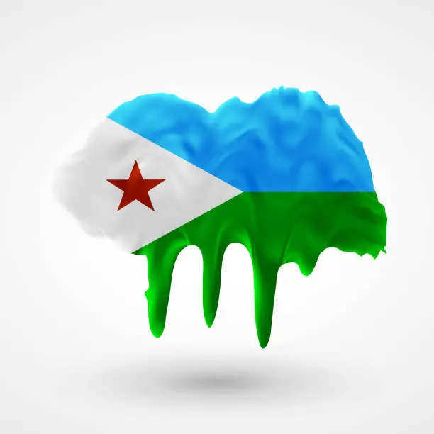 Vector illustration of Flag of Djibouti painted colors