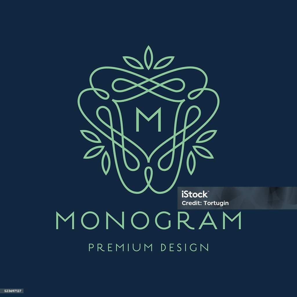Simple Monogram Logo Design Simple Line Art Monogram Logo Design Stock Illustration - Download ...