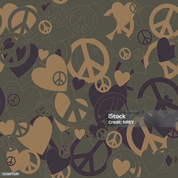 Military Camouflage Love And Pacifism Sign Stock Illustration - Download Image Now - Ammunition, Armed Forces, Army