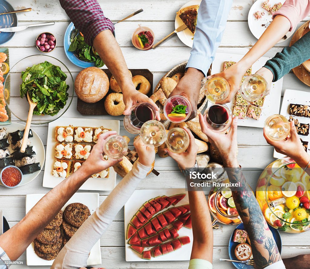 Friends Happiness Enjoying Dinning Eating Concept Brunch Stock Photo