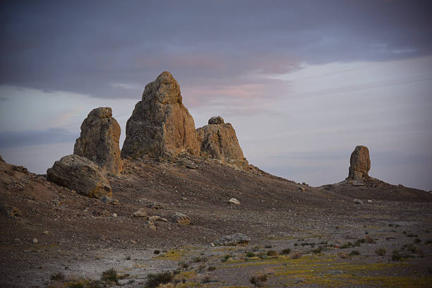 The amazing tufas jutting from the desert floor, some towering over 100 feet, in the wilderness area of Trona Pinnacles located just outside Ridgecrest, California.