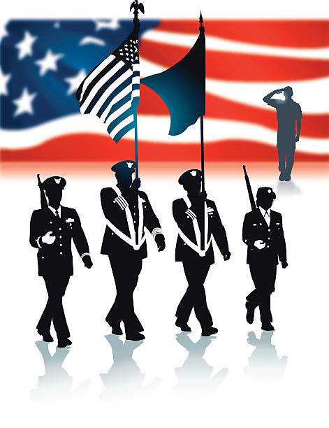 istock US Military Parade - Soldier Salute and American Flag 523698727