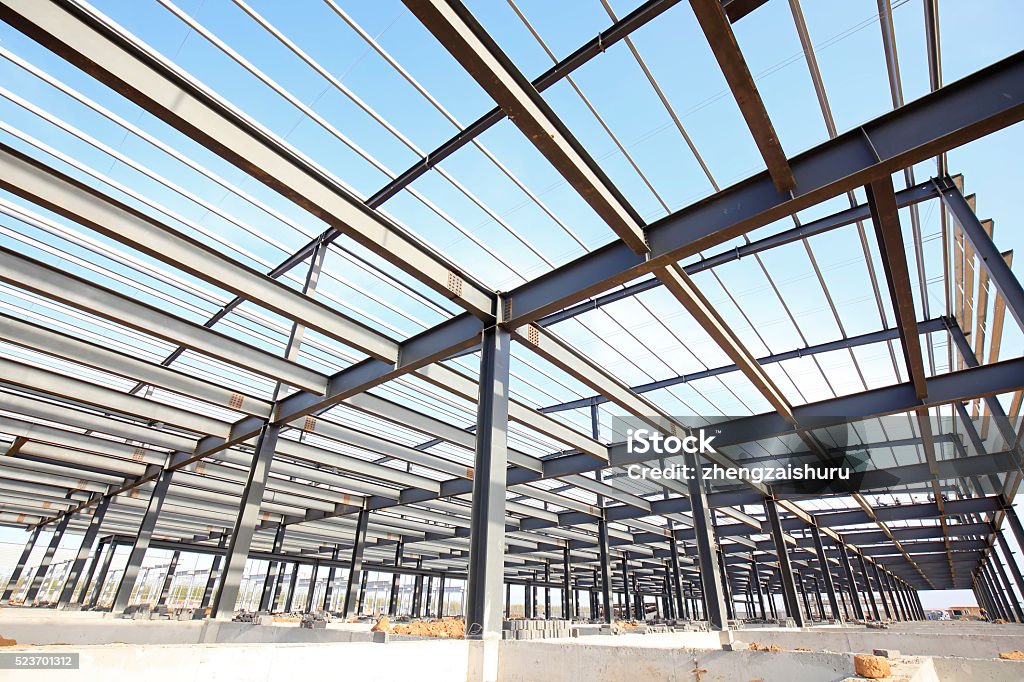 Steel frame structure Construction Industry Stock Photo