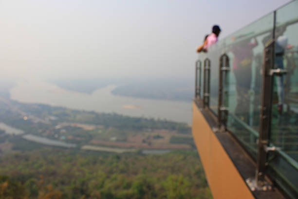 Sky Walk Nong Khai at Wat Pha Tak Suea,(Blur), Nong Khai, Thailand.