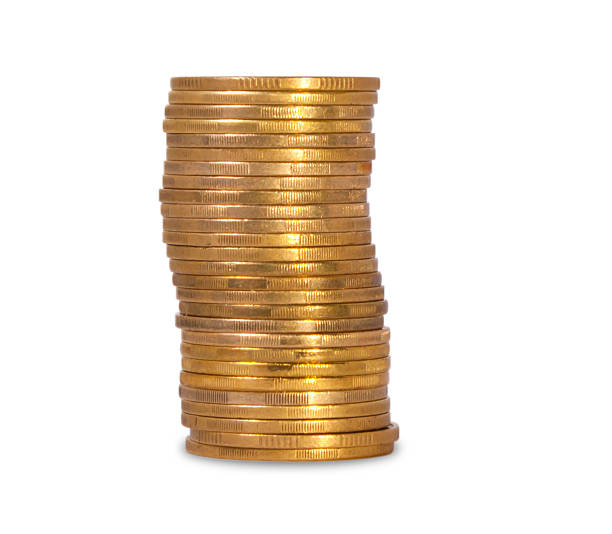 istock Stack of golden Ukrainian coins 523706925