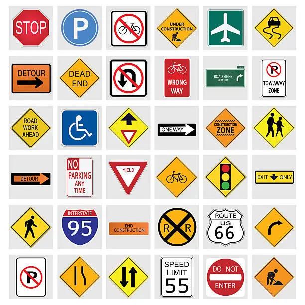 Vector illustration of Road Signs