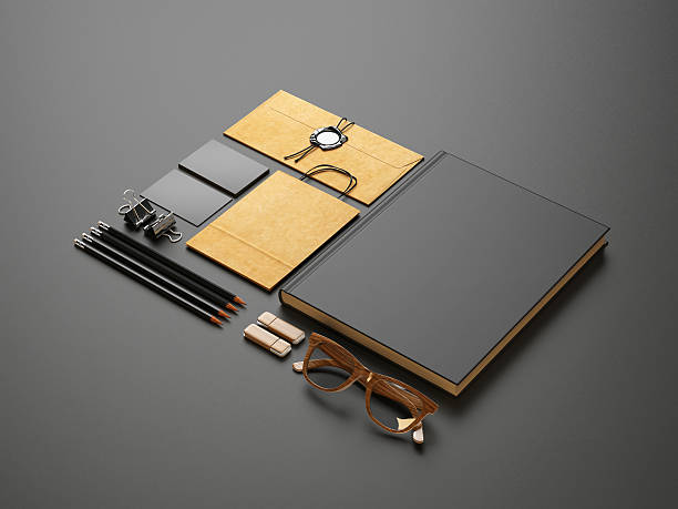 istock Set of blank elements on black paper background 523710127
