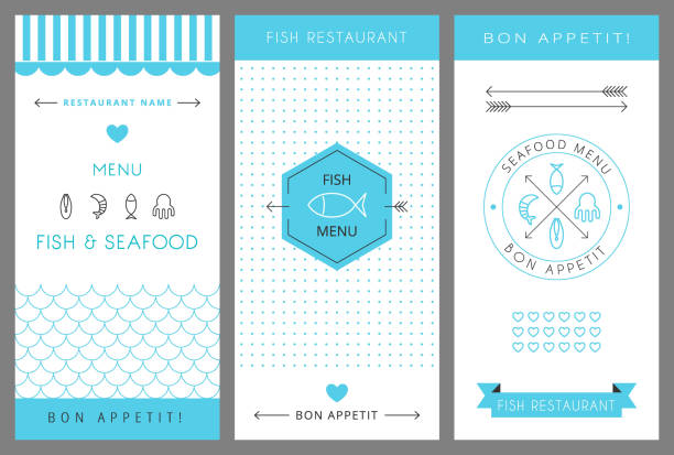 Modello di progettazione ristorante menu. Frutti di mare. Illustrazione vettoriale. - illustrazione arte vettoriale