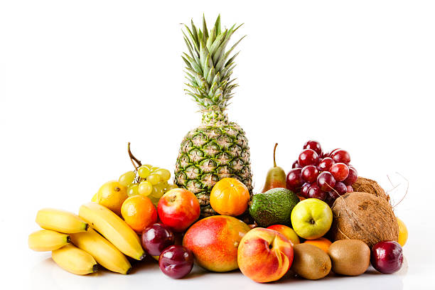 istock Fresh fruits isolated on a white . 523712769