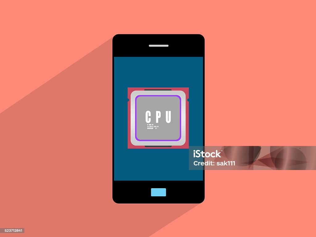 Computer Chip Phone Microchip On Smartphone Cell Phone Illustration Stock Illustration ...