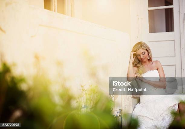 Blonde Bride By Old House Stock Photo - Download Image Now - Adult, Adults Only, Antique
