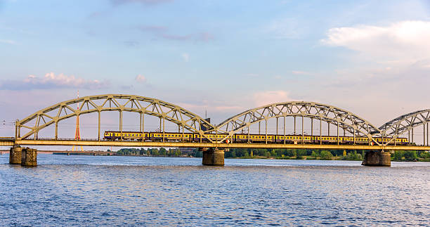 istock Train on a bridge in Riga, Latvia 523721737
