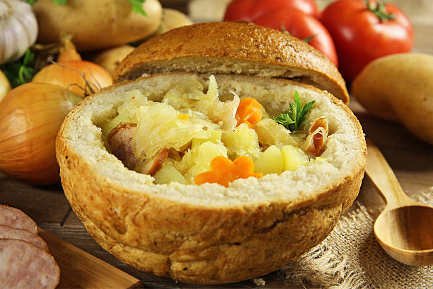 istock Cabbage soup in a loaf of bread 523722289