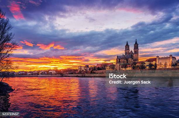 Glowing Sunset Over Magdeburg Stock Photo - Download Image Now - Magdeburg, Saxony-Anhalt, Cathedral