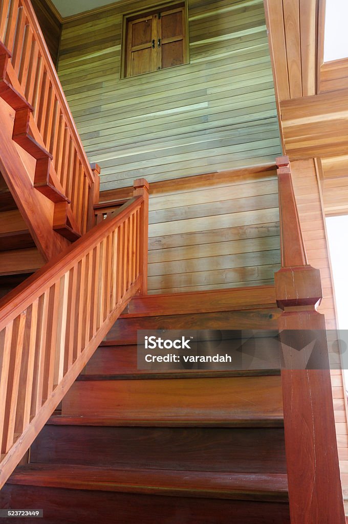 wooden staircase and wood wall Architect Stock Photo