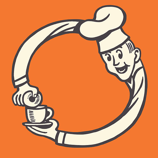 Chef Making a Circle With His Arms Chef Making a Circle With His Arms breakfast borders stock illustrations