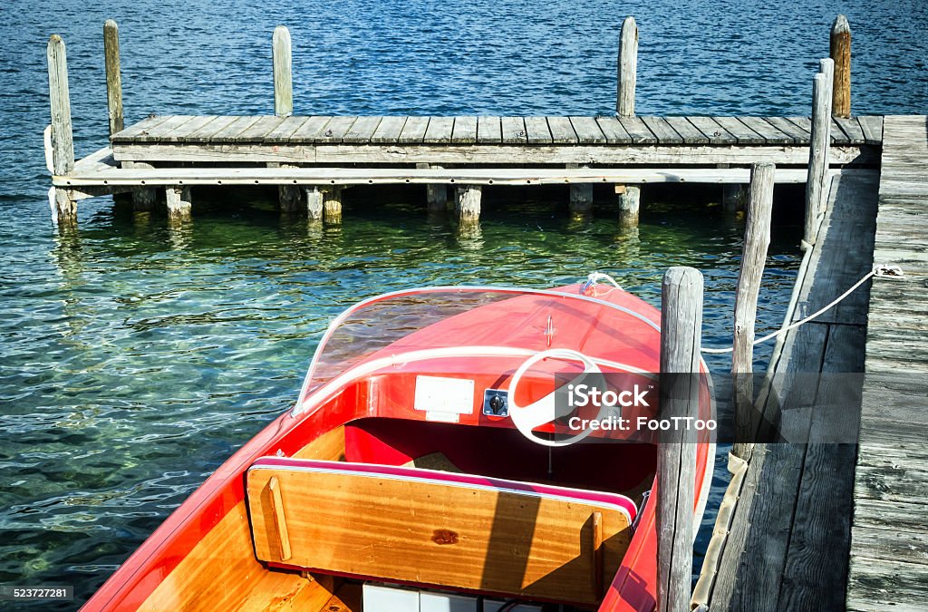 old boat old boat at a jetty Anchored Stock Photo