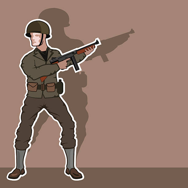 WWII Soldier – artystyczna grafika wektorowa