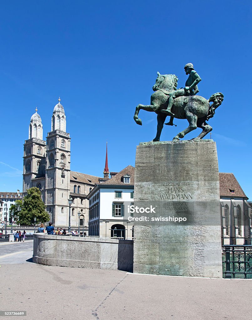 Zurich in summer Limmat river and famous Zurich churches Architecture Stock Photo