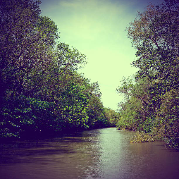 Boat trip on the river in retro style