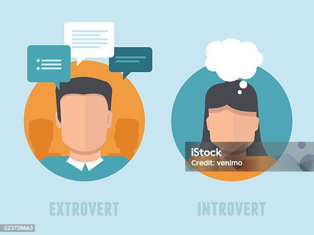 Vector Extraversionintroversion Infographics In Flat Style Stock Illustration - Download Image Now