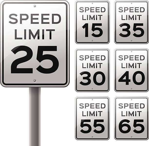 speed limit beschilderung - geschwindigkeitsbegrenzung stock-grafiken, -clipart, -cartoons und -symbole