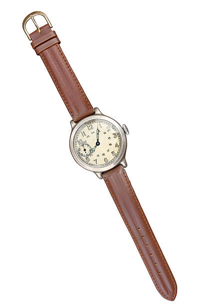 old montre - watch wristwatch clock hand leather photos et images de collection
