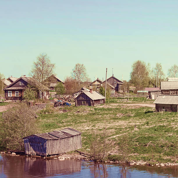 Northern village in retro style