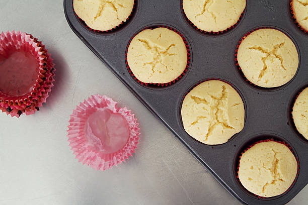 istock Overhead od cupcakes cooling with used patties 523741029