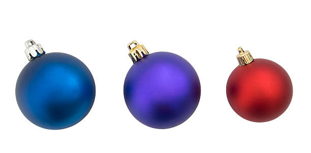 istock Red blue and purple Christmas bauble, balls isolated on white 523748711
