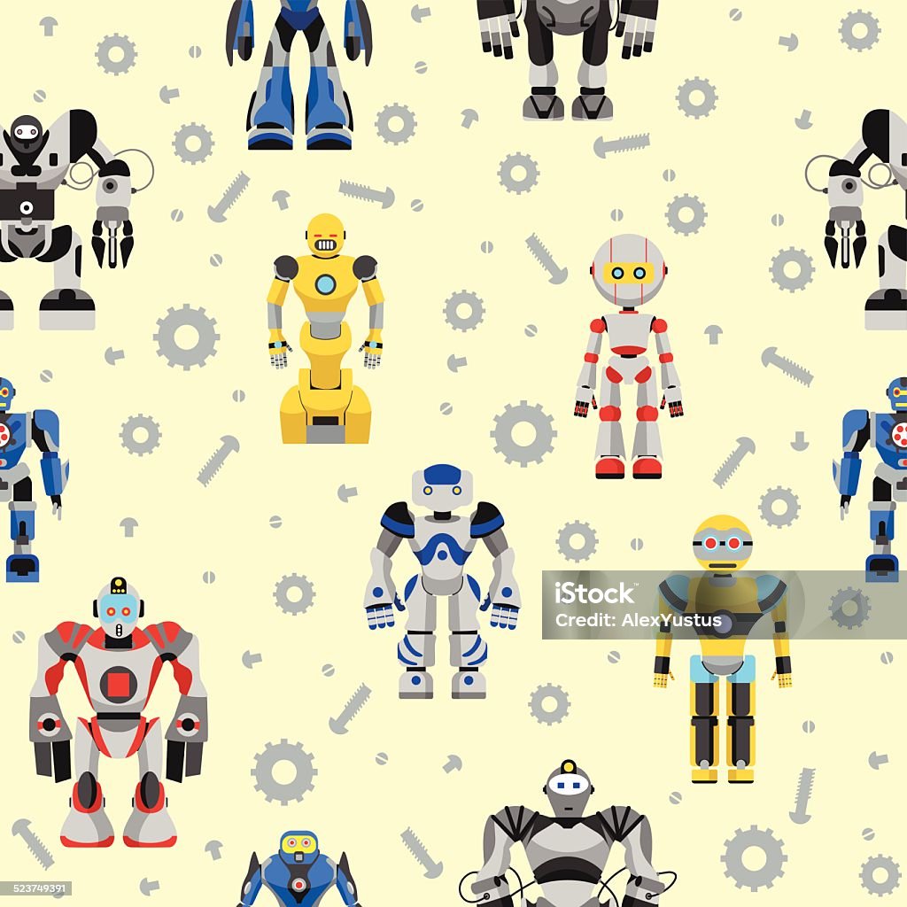 Pattern Robotics Graphics Seamless Robots Pattern Stock Illustration - Download Image Now ...