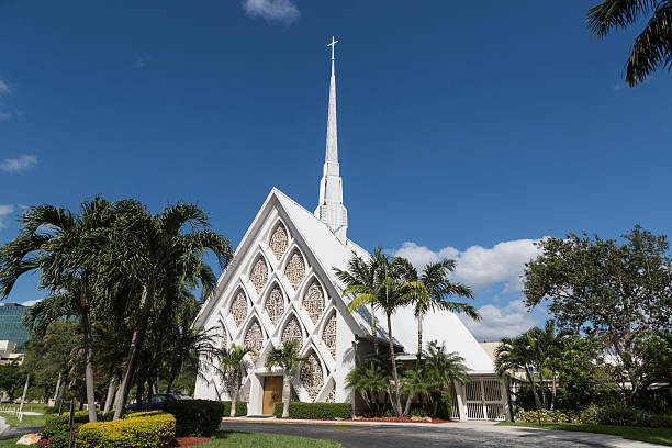 istock Traditional American white church in the fall 523751181