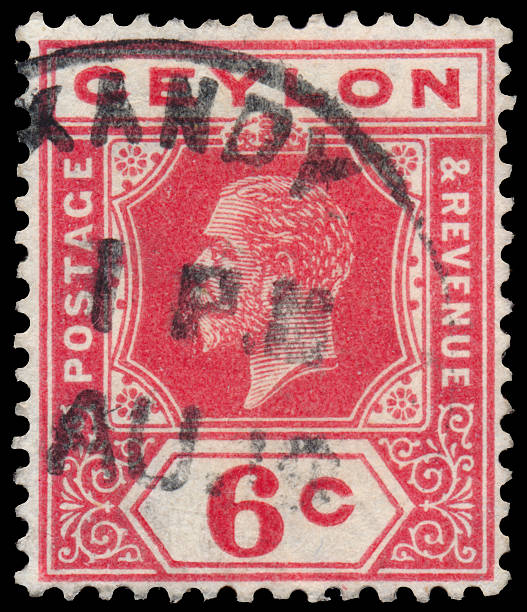 istock Stamp printed in CEYLON shows image of the George V 523751187