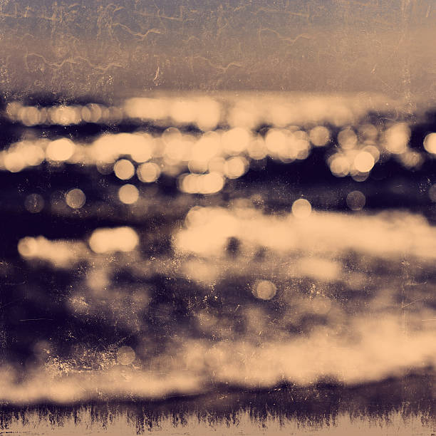 istock Defocused lights on sea background in vintage style 523751639
