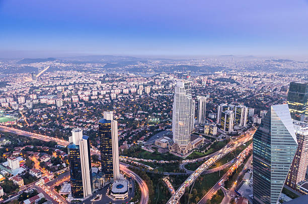 istock Aerial view Istanbul business district by dusk 523754419