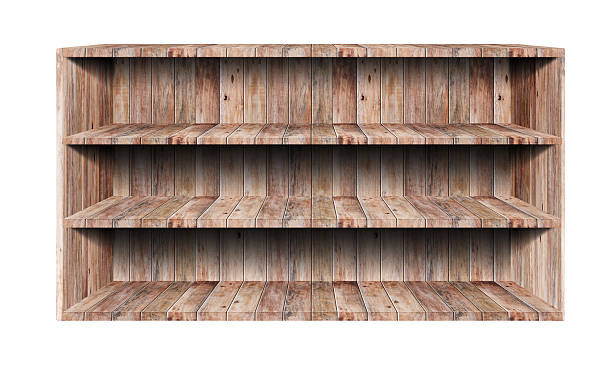 istock Wooden book Shelf isolated 523761950
