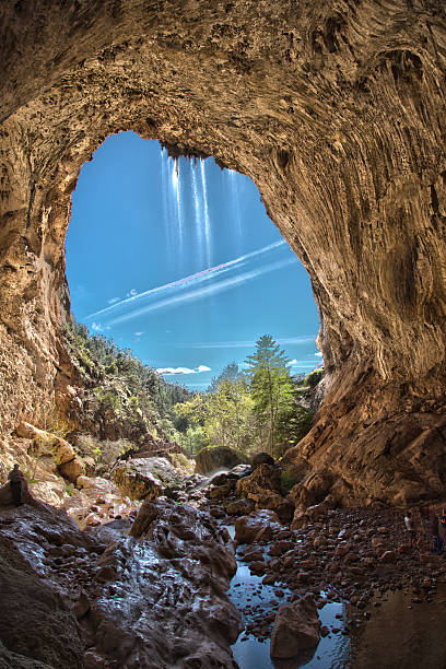 istock Tonto Natural Bridge State Park Perspective cave Rocks waterfall bluesky 523764198