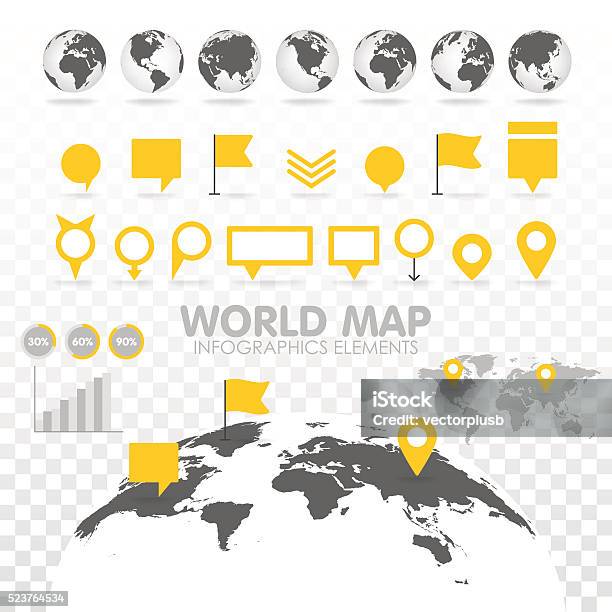 Welt Karte 3dmit Ein Satz Von Infografiken Elemente Stock Vektor Art und mehr Bilder von Karte - Navigationsinstrument