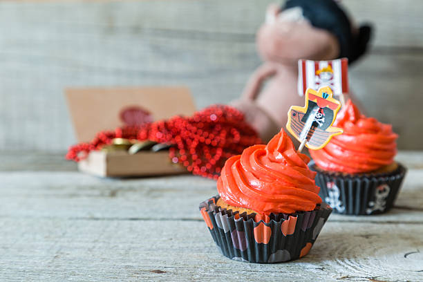 Colorful pirate theme birthday cupcakes