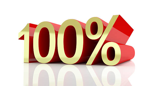 istock 3D illustration of 100 percentage 523765718