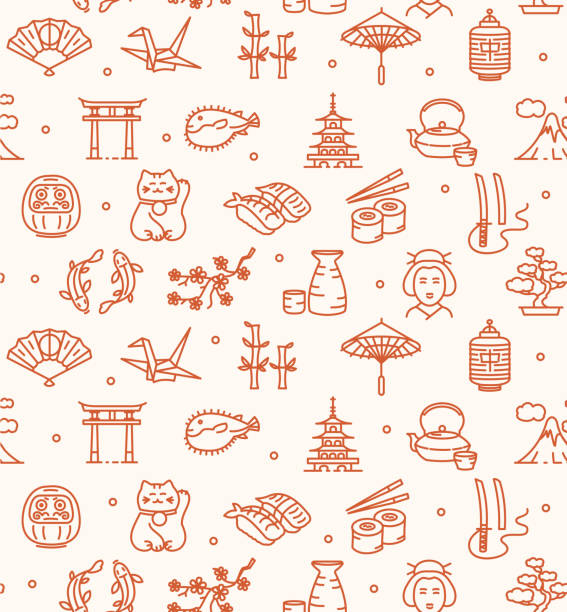япония фон бесшовные. векторная графика - seamless bamboo backgrounds textured stock illustrations