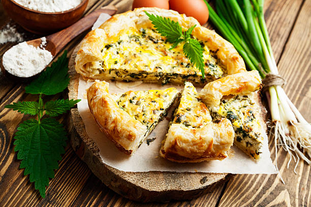 istock Pie with nettles and spring onion 523767240