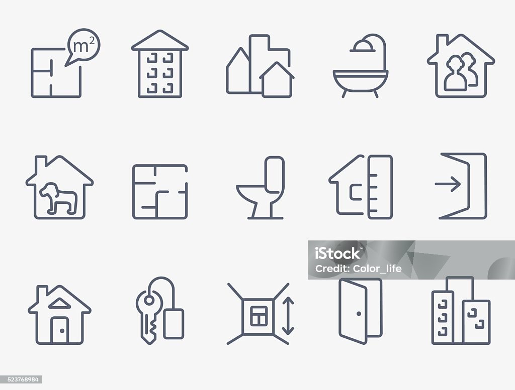 Real estate icons Real estate icons.Thin lines Icon Symbol stock vector