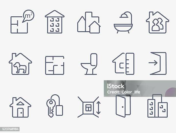 Real Estate Icons Stock Illustration - Download Image Now - Icon Symbol, Domestic Room, Ceiling