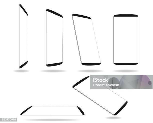 Set New Smartphones Different Angles Views Isolated On White Template Stock Illustration - Download Image Now