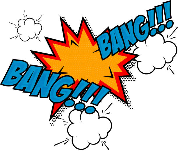 illustrazioni stock, clip art, cartoni animati e icone di tendenza di bang bang -!!! fumetti stile frase - kaboom